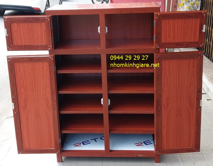 tủ giầy dép nhôm vân gỗ