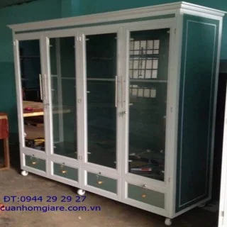 Tủ quần áo nhôm kính vân gỗ