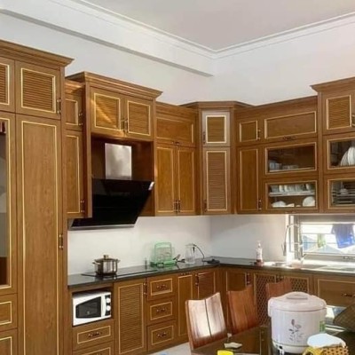 Tủ Bếp Nhôm Giả Gỗ