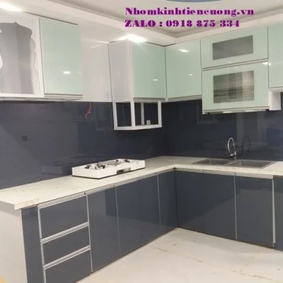 Tủ Bếp Nhôm Cánh Kính