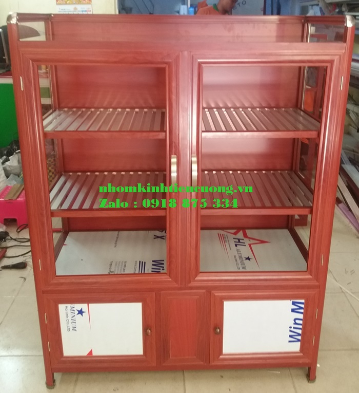 Tủ chén bằng nhôm kính 1