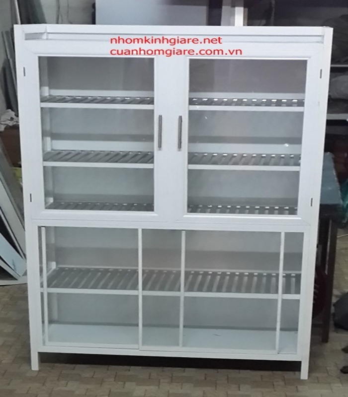 Tủ chén nhôm kính 3