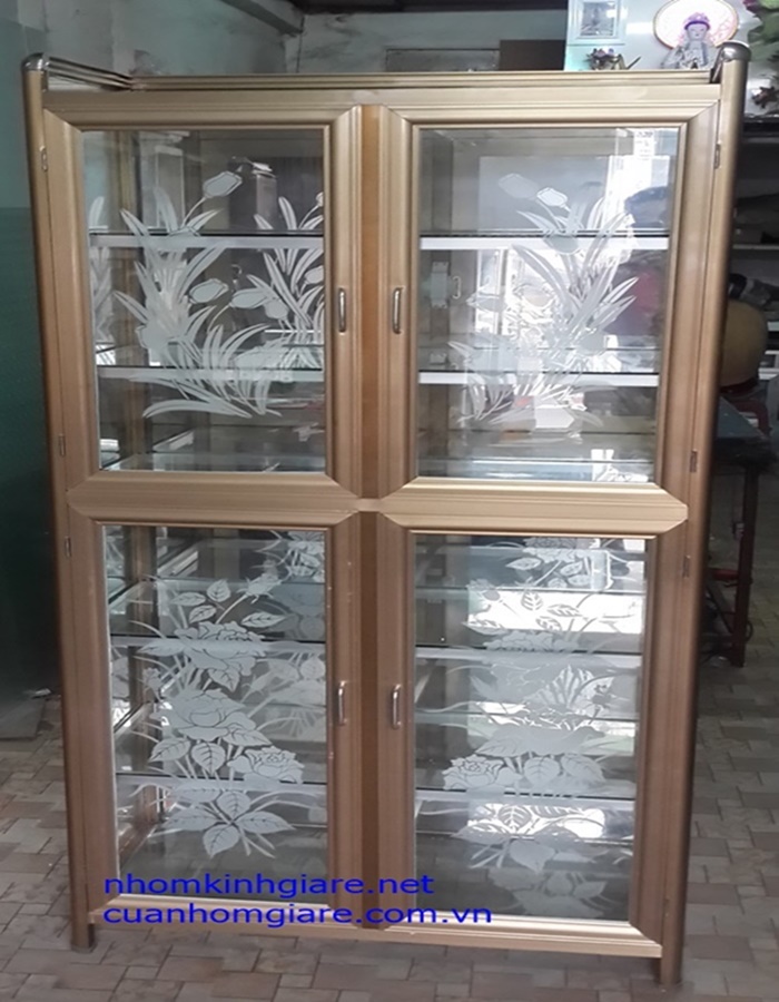 Tủ nhôm kính để chén đĩa 1