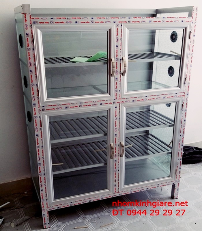 Tủ chén nhôm kính 1