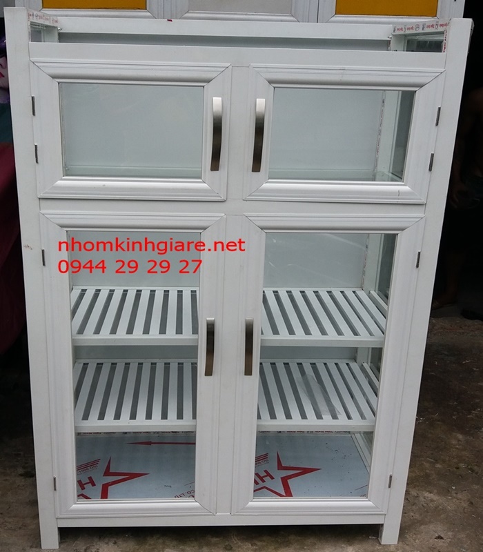 Tủ chén nhôm kính mini 1