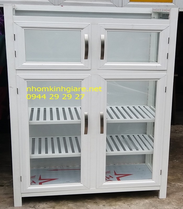 Tủ nhôm kính để chén đĩa 2