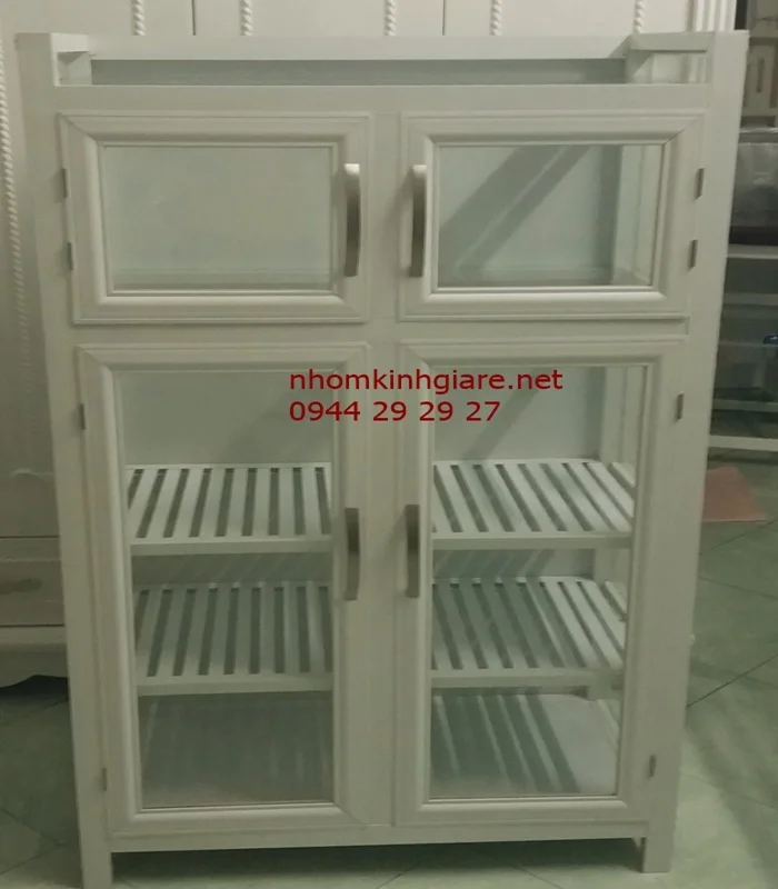 Tủ nhôm kính đựng bát đĩa cốc chén 3