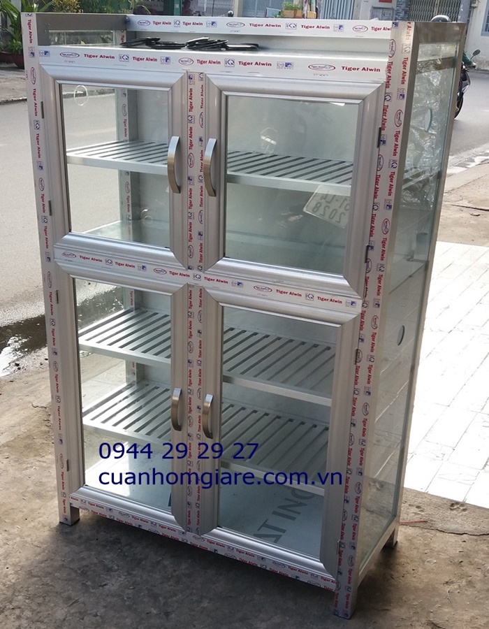 Tủ chén nhô gò vấp 2 - Tủ nhôm kính đựng chén bát