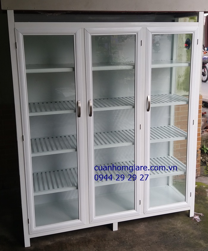 Tủ chén nhô gò vấp 3 - Tủ nhôm kính đựng chén bát
