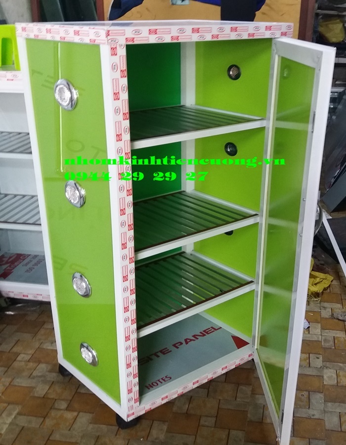 Tủ chén nhôm kính mini 2