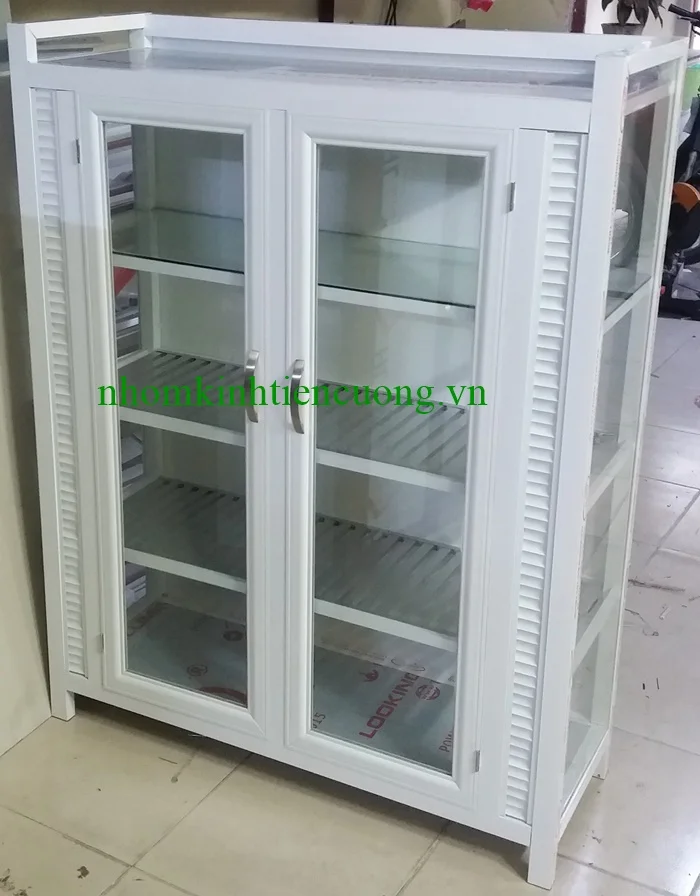 Tủ nhôm kính đựng chén bát giá rẻ 1