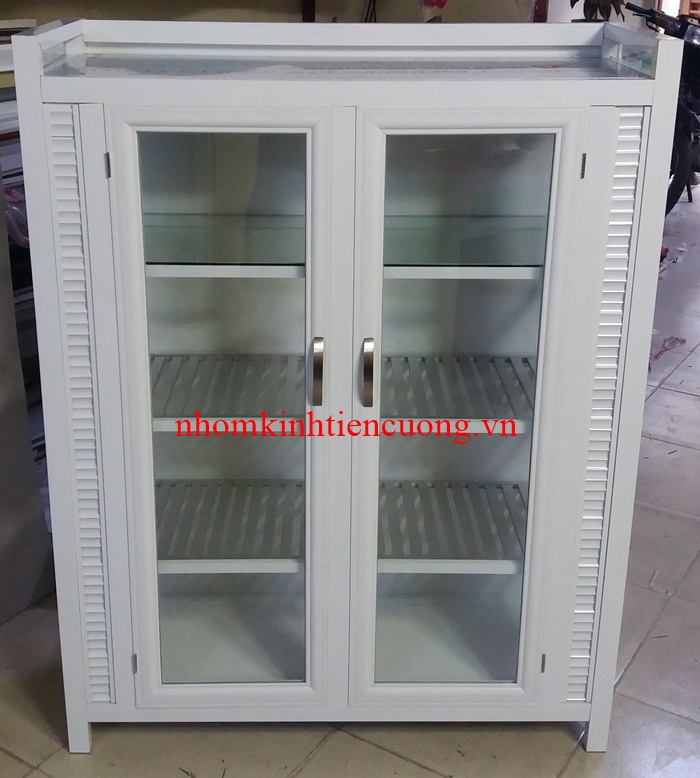 Tủ chén nhôm kính 2