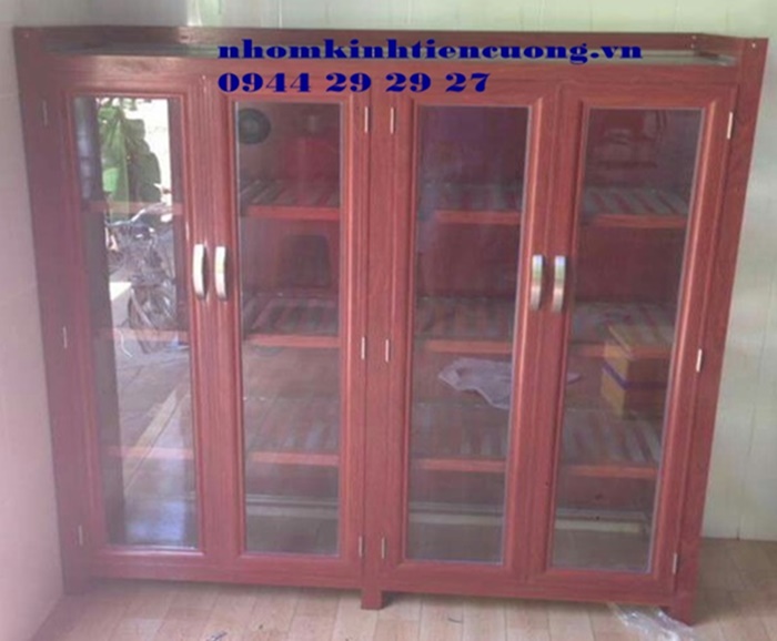 Tủ chén bát nhôm kính giá rẻ 2