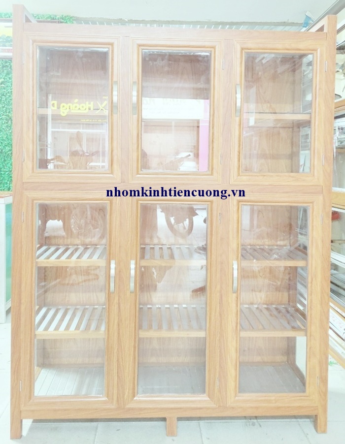 Tủ chén bát nhôm kính giá rẻ 3
