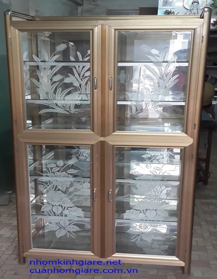 Tủ chén nhôm kính giá rẻ 2