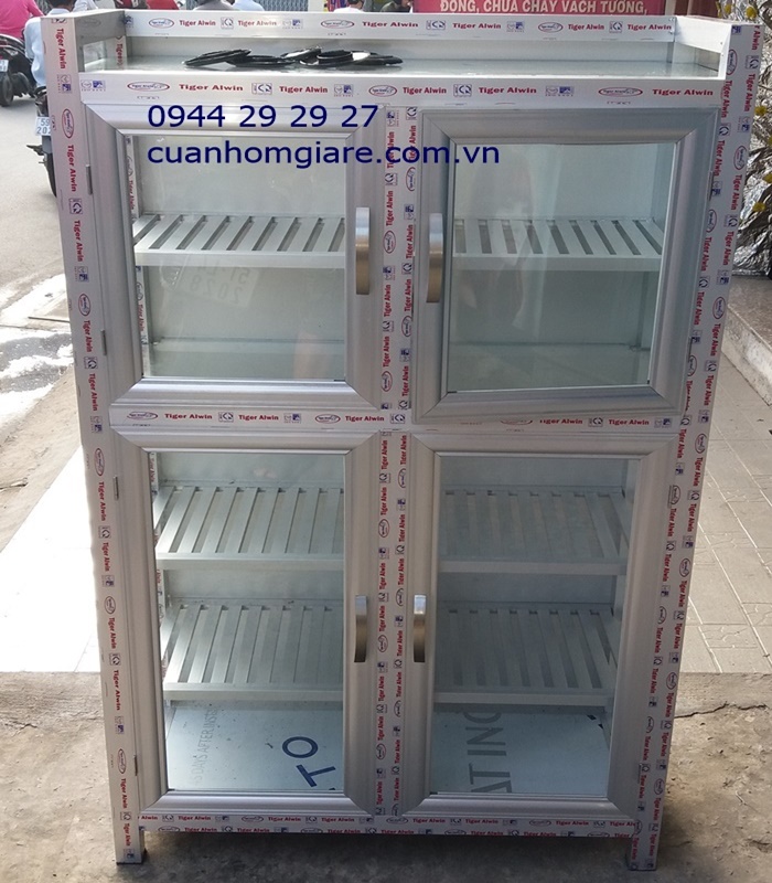 Giá tủ chén nhôm kính 1