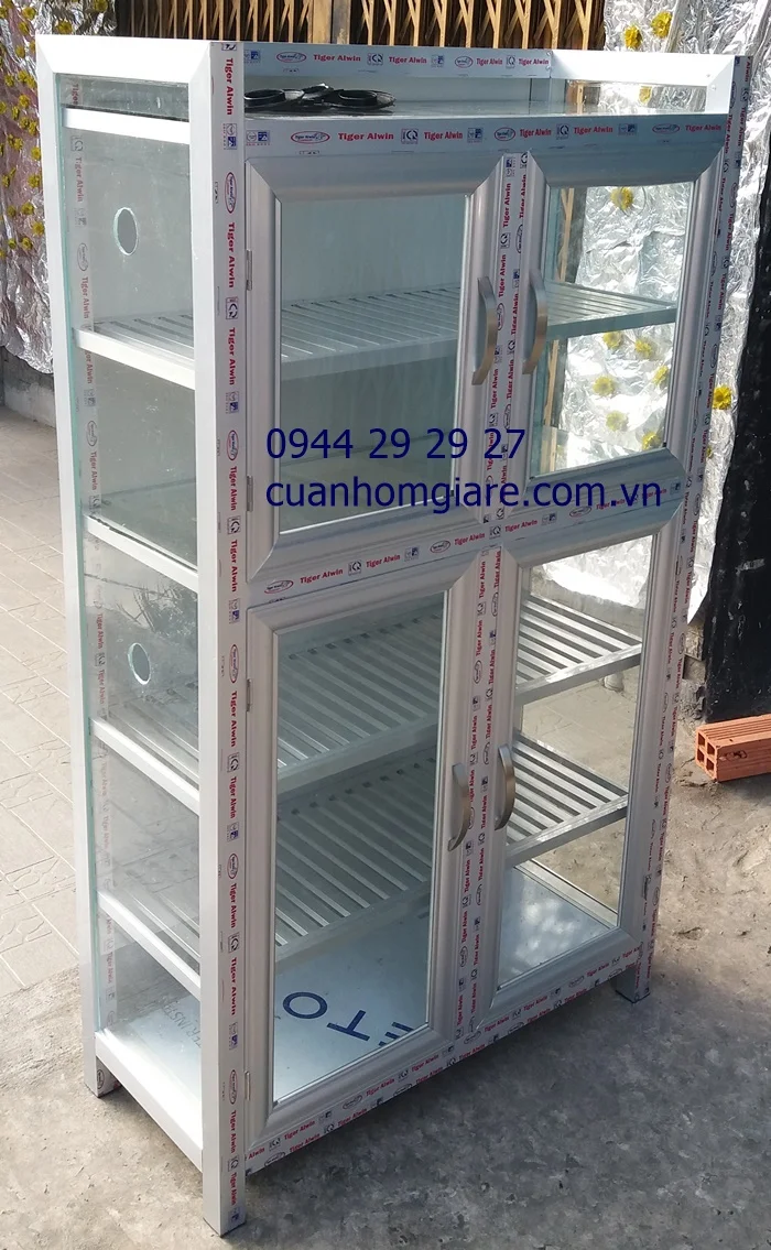 Tủ nhôm kính đựng chén 4