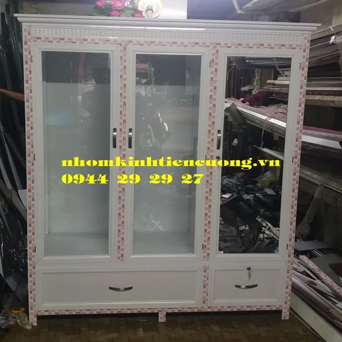 Tủ nhôm kính đựng quần áo hcm 1