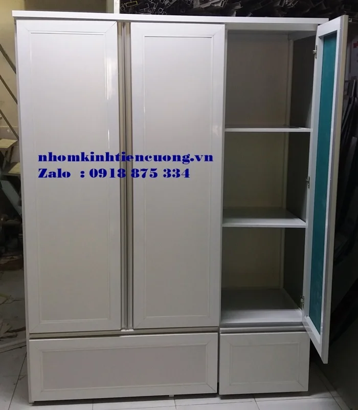 Mẫu tủ quần áo bằng nhôm kính 3