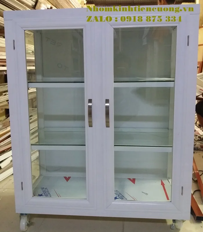 Báo giá tủ chén bát nhôm kính 2
