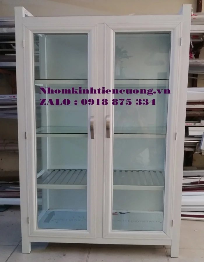 Báo giá tủ chén bát nhôm kính 1