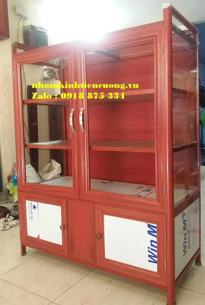 Tủ nhôm kính đựng chén 1