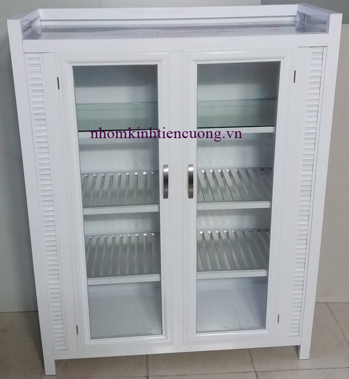 Giá tủ chén nhôm kính 2