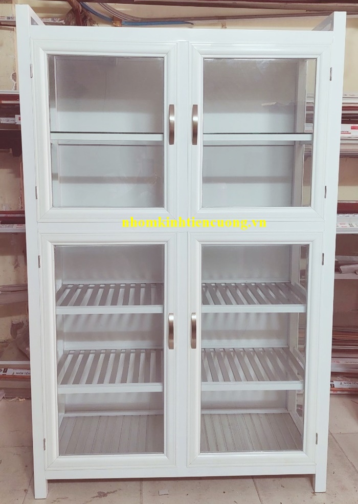 Báo giá tủ chén bát nhôm kính 4