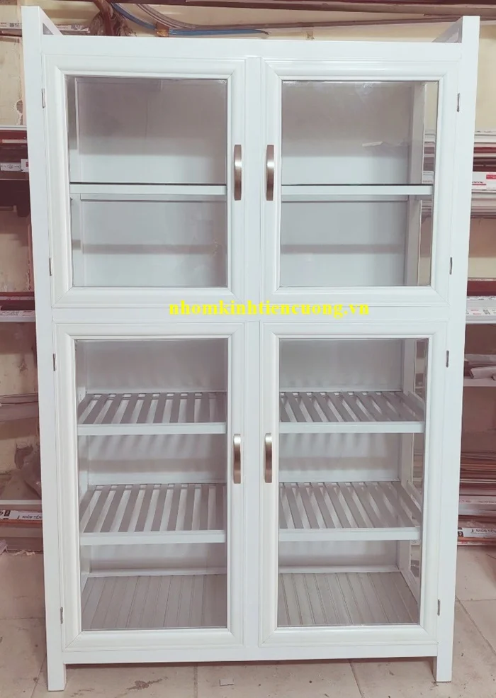Báo giá tủ chén bát nhôm kính 4