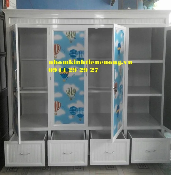 Tủ quần áo 4 buồng nhôm kính 1
