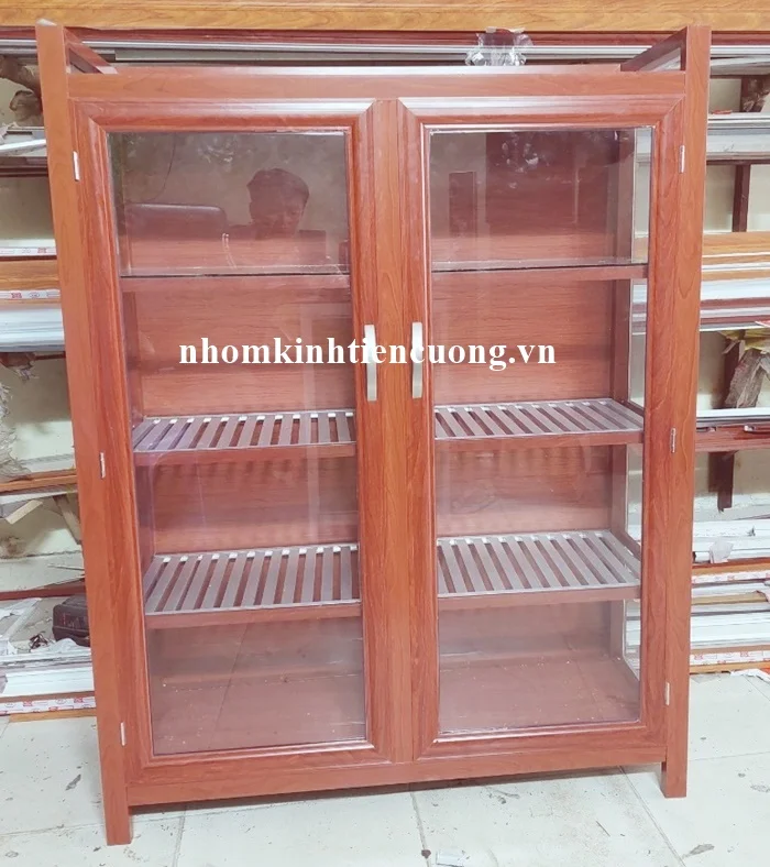Mẫu tủ nhôm kính đựng chén dĩa 1