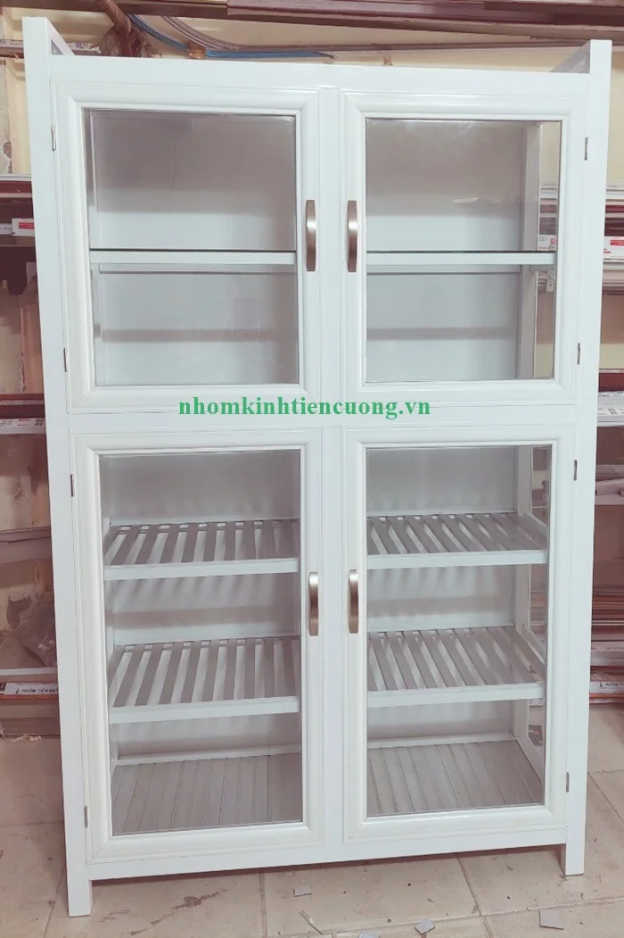 Tủ nhôm kính đựng chén 4