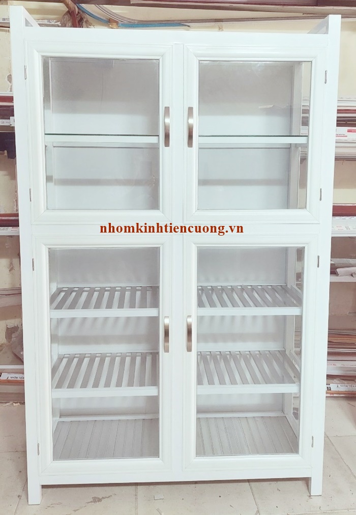 Mẫu tủ chén nhôm kính đẹp 2