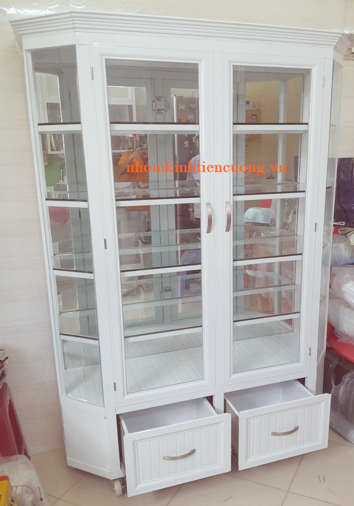 Tủ chén nhôm kính 7